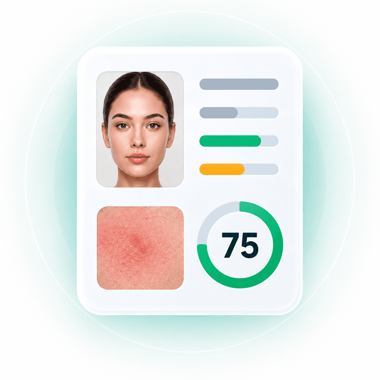 Personalized skin analysis report with scores and recommendations