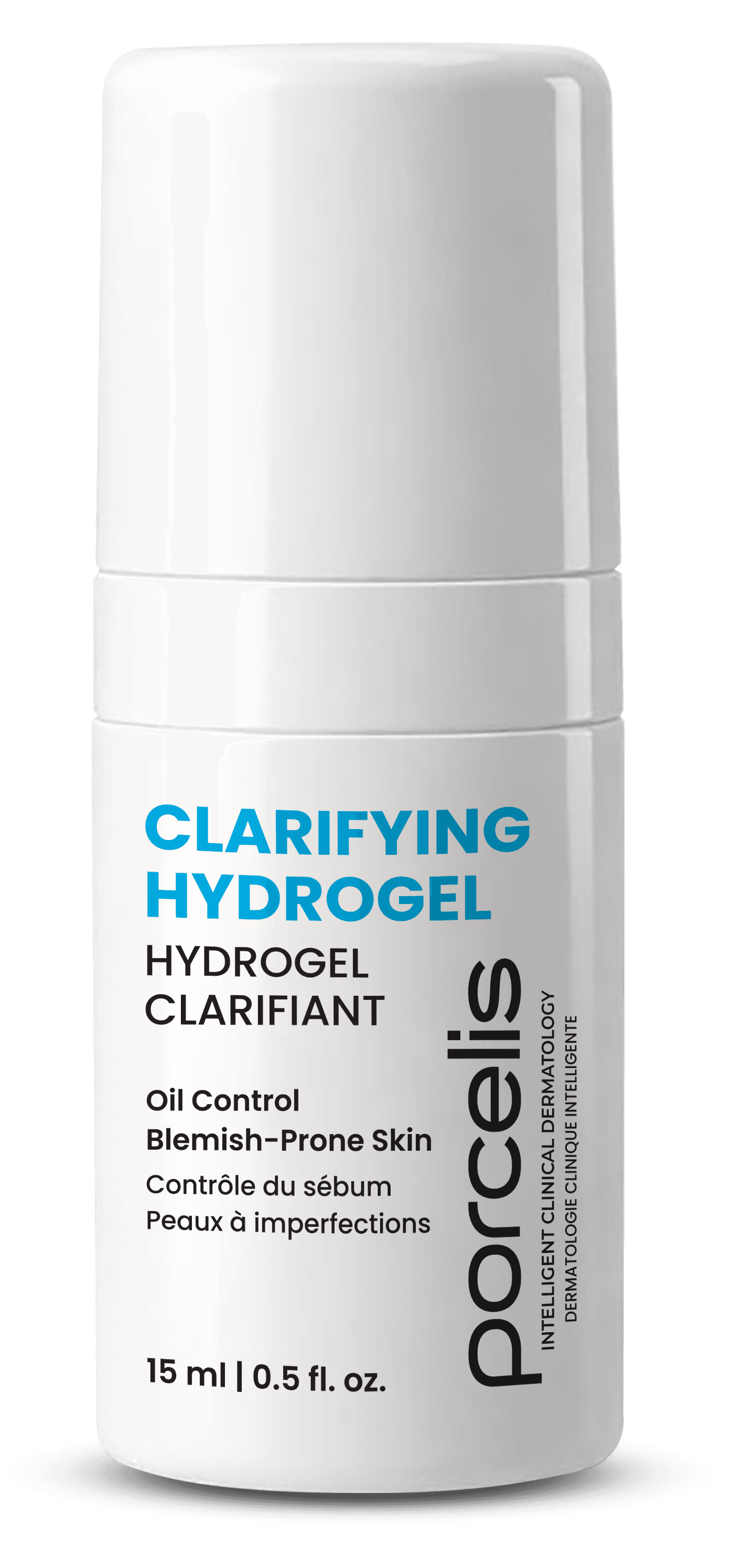 Front of the Porcelis Clarifying Hydrogel English bottle